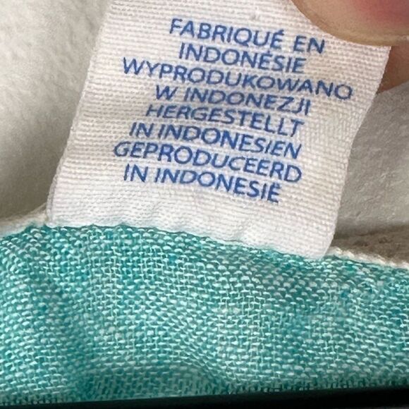 Sigrid Olsen Caftan Linen Blend Tassel Aqua CoverUp Pockets Dress Women’s Sz M - Picture 7 of 7